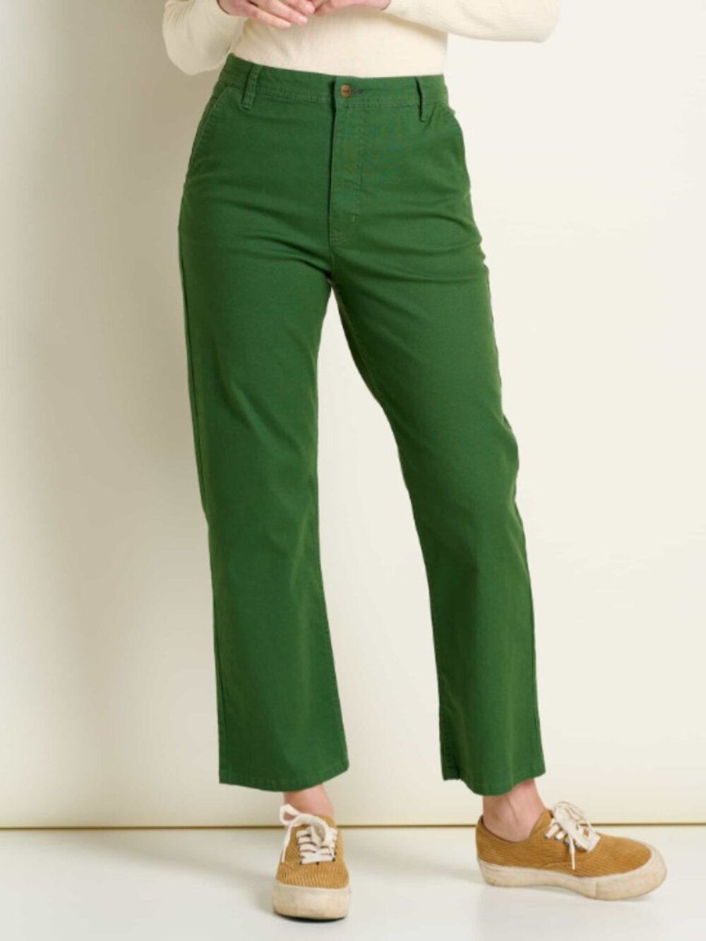 Toad&Co Earthworks Wide Leg Crop Pants Green Tencel Organic Cotton Size 6